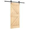 vidaXL Sliding Door Natural and Black 85 x 210 cm Solid Pine Wood