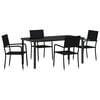 vidaXL Garden Dining Set 5 pcs Black Poly Rattan