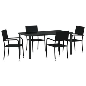 vidaXL Garden Dining Set 5 pcs Black Poly Rattan