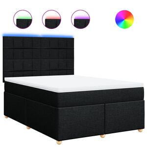 vidaXL Box Spring Bed with Mattress Black Queen Fabric