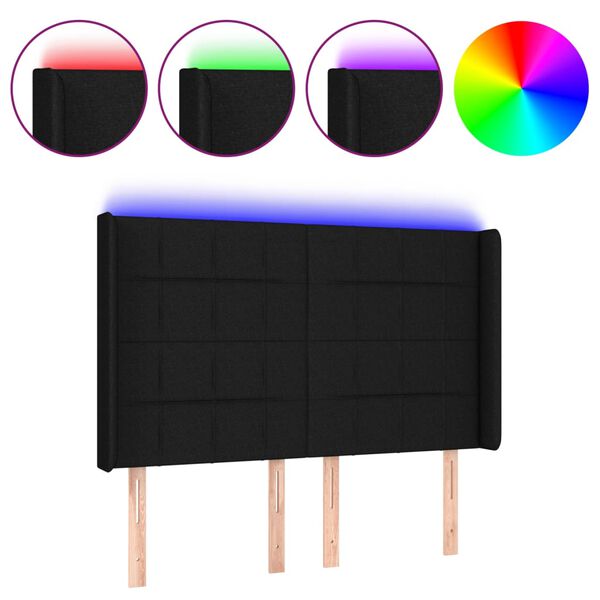 vidaXL LED Headboard Black 144 cm Fabric