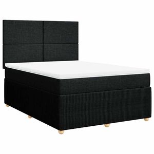 vidaXL Box Spring Bed with Mattress Black Queen Fabric