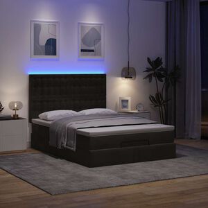 vidaXL Ottoman Bed with Mattresses & LEDs Black Double Velvet