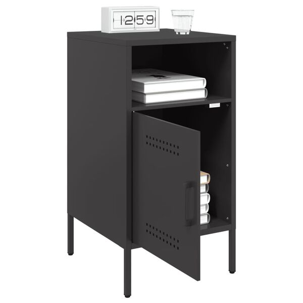 vidaXL Bedside Cabinets 2 pcs Black 36x39x68 cm Steel