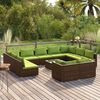 vidaXL 12 Piece Garden Lounge Set with Cushions Brown Poly Rattan