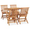 vidaXL 5 Piece Folding Outdoor Dining Set Solid Teak Wood