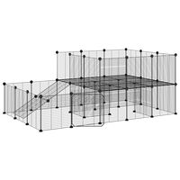 vidaXL 44-Panel Pet Cage with Door Black 35x35 cm Steel