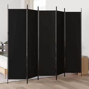 vidaXL 5-Panel Room Divider Black 250x200 cm Fabric