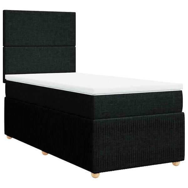 vidaXL Box Spring Bed with Mattress Black King Single Fabric