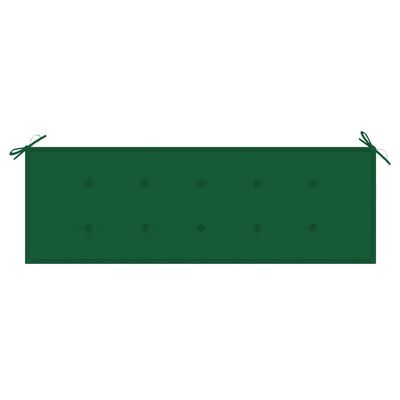 vidaXL Batavia Bench with Green Cushion 150 cm Solid Teak Wood