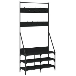 vidaXL Clothes Rack with Shoe Storage Black 90x34x184 cm