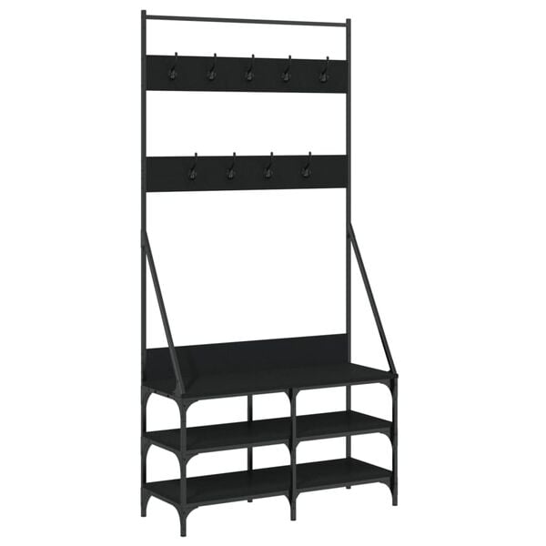 vidaXL Clothes Rack with Shoe Storage Black 90x34x184 cm