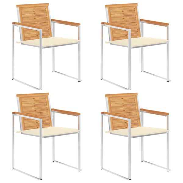 vidaXL Garden Chairs 4 pcs with Cushions Solid Teak Wood