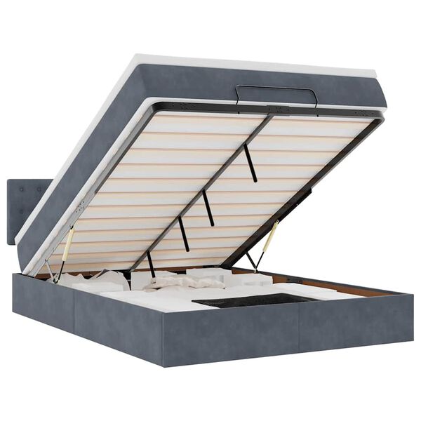 vidaXL Ottoman Bed with Mattress Dark Grey Queen Velvet