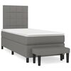 vidaXL Box Spring Bed with Mattress Dark Grey 106x203 cm King Single Size Fabric