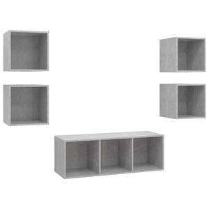 vidaXL 5 Piece TV Cabinet Set Concrete Grey Engineered Wood