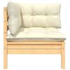 vidaXL Garden Corner Sofa with Cream Cushions Solid Pinewood