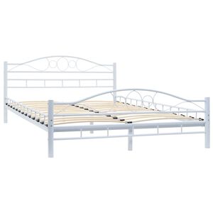 vidaXL Bed Frame without Mattress White Metal 137x187 cm Double