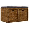 vidaXL Bench with 2 Baskets Seagrass 71x40x42 cm Brown