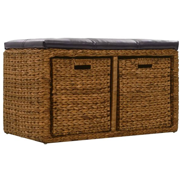 vidaXL Bench with 2 Baskets Seagrass 71x40x42 cm Brown