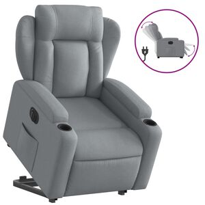 vidaXL Electric Stand up Recliner Chair Light Grey Fabric
