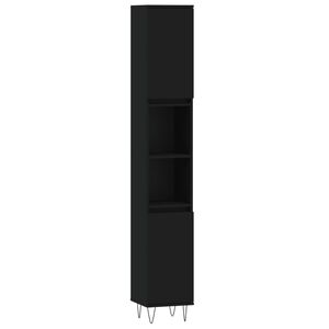 vidaXL Bathroom Cabinet Black 30x30x190 cm Engineered Wood