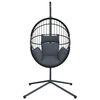 vidaXL Hanging Egg Chair with Stand Anthracite Rattan and Steel