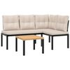 vidaXL Garden Bench Set with Cushions 3 pcs Black Powder-coated Steel