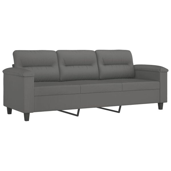 vidaXL 2 Piece Sofa Set with Pillows Dark Grey Microfibre Fabric