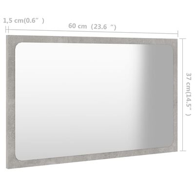 vidaXL Bathroom Mirror Concrete Grey 60x1.5x37 cm Engineered Wood