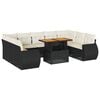 vidaXL 10 Piece Garden Sofa Set with Cushions Black Poly Rattan