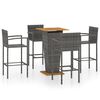vidaXL Garden Bar Set | Grey | PE rattan, powder-coated steel, solid acacia wood