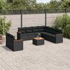 vidaXL 10 Piece Garden Sofa Set with Cushions Black Poly Rattan