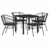 vidaXL Garden Dining Set 5 pcs Black Poly Rattan