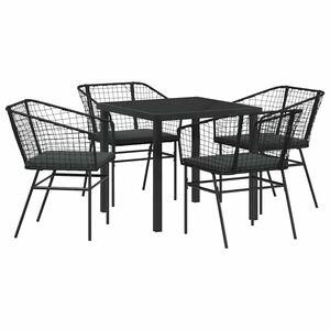 vidaXL Garden Dining Set 5 pcs Black Poly Rattan