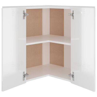 vidaXL Hanging Corner Cabinet High Gloss White 57x57x60 cm Engineered Wood
