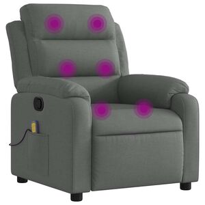 vidaXL Massage Recliner Chair | Dark Grey | Fabric, Metal, Plywood | Single