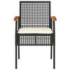 vidaXL Garden Chairs with Cushions 4 pcs Black Poly Rattan Acacia Wood