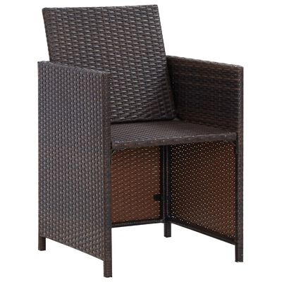 vidaXL 13 Piece Outdoor Dining Set with Cushions Poly Rattan Brown