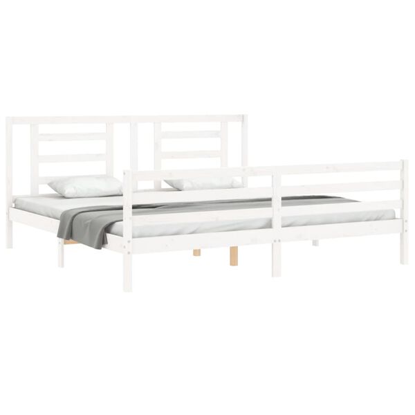 vidaXL Bed Frame without Mattress White Super King Size Solid Wood