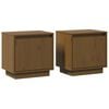 vidaXL Bedside Cabinet | Set of 2 | Honey brown | Solid pinewood | Small
