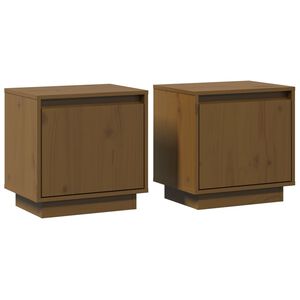 vidaXL Bedside Cabinet | Set of 2 | Honey brown | Solid pinewood | Small