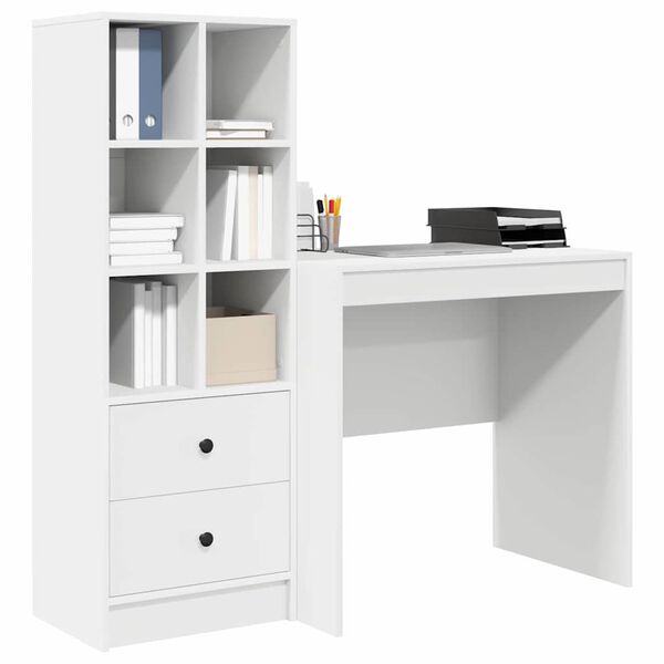 vidaXL Desk with Drawer 2 pcs White