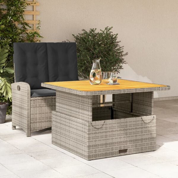 vidaXL 2 Piece Garden Dining Set with Cushions Grey Poly Rattan