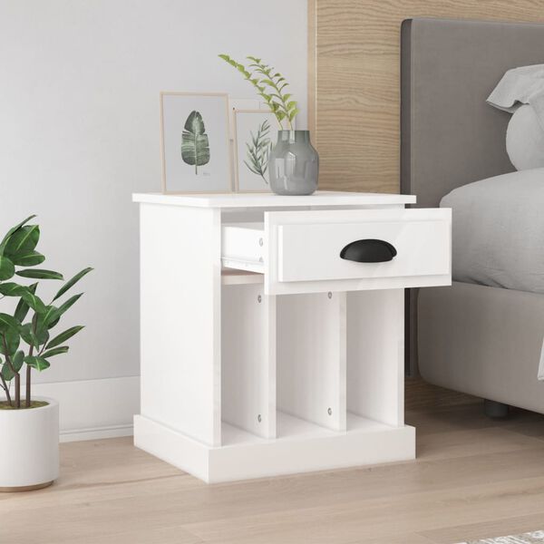 vidaXL Bedside Cabinets 2 pcs High Gloss White 43x36x50 cm
