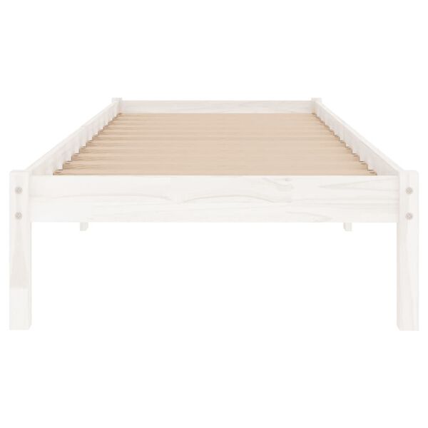 vidaXL Bed Frame without Mattress White Solid Wood Single