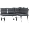 vidaXL 5 Piece Garden Bench Set with Cushions Black Powder-coated Steel