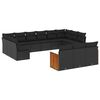 vidaXL 13 Piece Garden Sofa Set with Cushions Black Poly Rattan