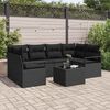 vidaXL Garden Sofa Set 7 pcs Black Poly Rattan and Steel and Glass