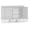 vidaXL Commercial Kitchen Cabinets 3 pcs Stainless Steel